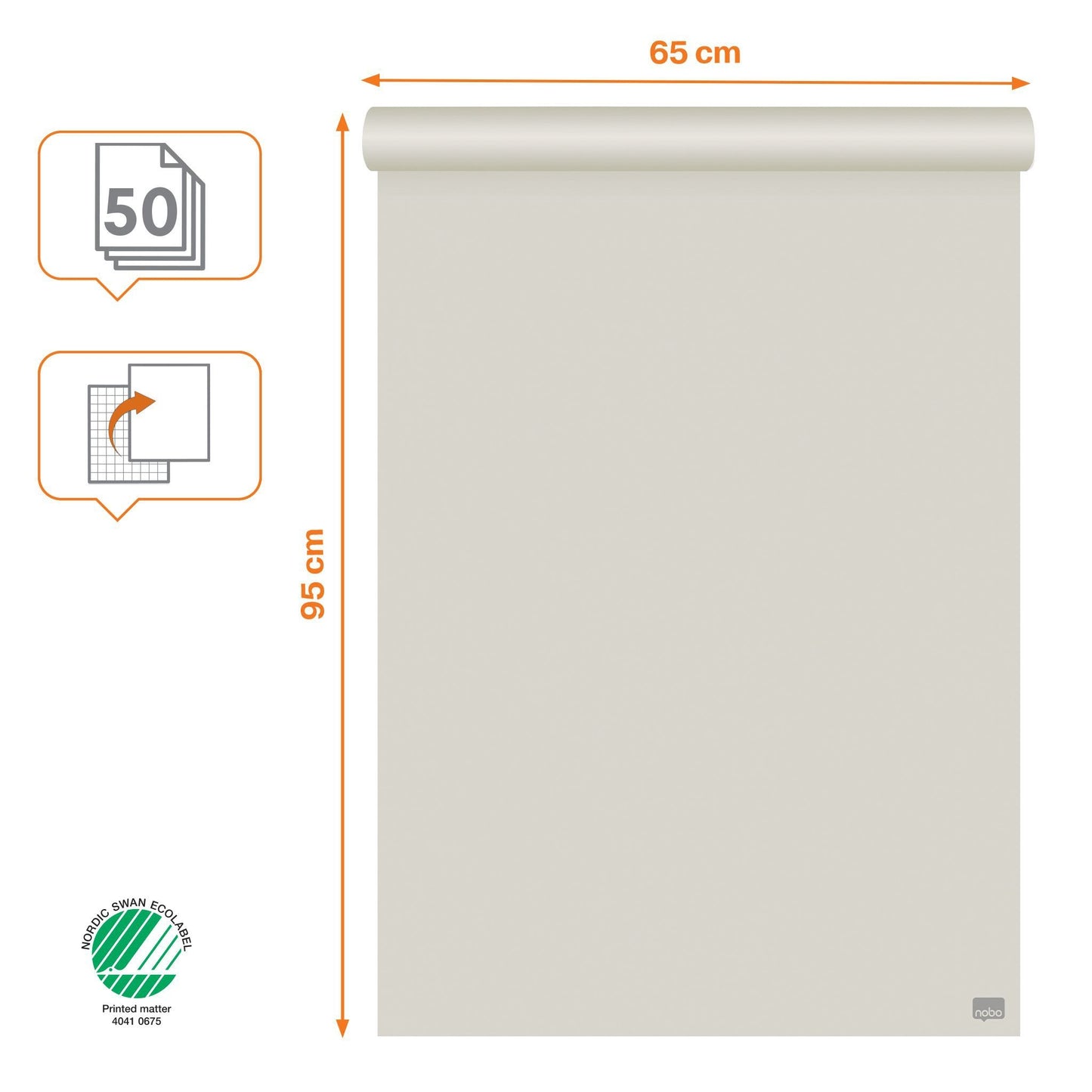 Flipoverpapier Nobo 65x95cm plano, geschikt voor presentaties