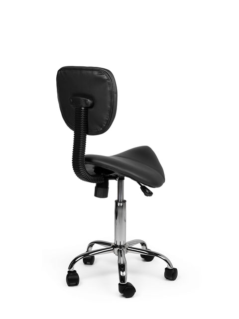Zadelkruk Office Rugleuning Laag, Harde Wielen Zwart - 4