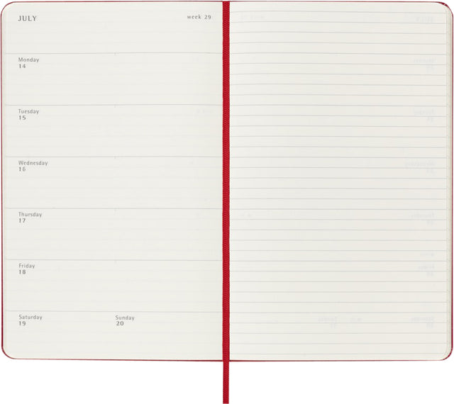 Agenda 2025 Grote Planweek 7 Dagen per Week 130x210 mm, Hard Cover Rood - 3