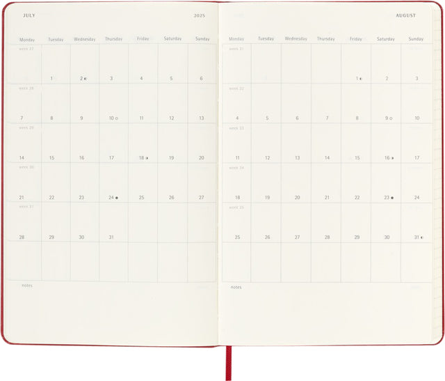 Agenda 2025 Grote Planweek 7 Dagen per Week 130x210 mm, Hard Cover Rood - 4