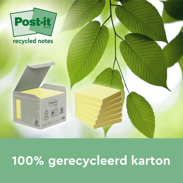 Post-it 3M Notitieblok 76x76mm Geel, 3+1 gratis - 5