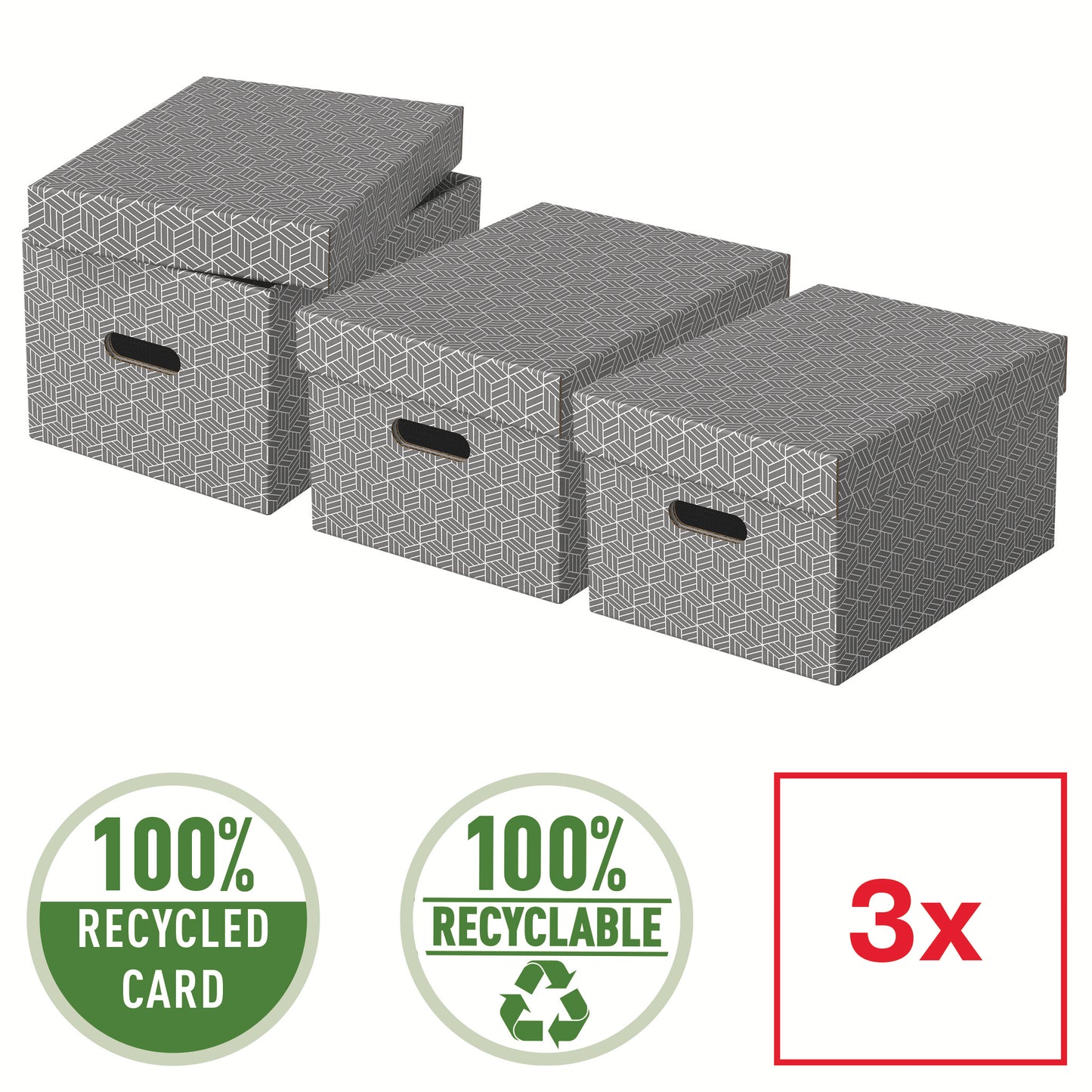 Set van 3 opbergdozen Esselte 265x205x365mm, grijs, gerecycled karton - 2