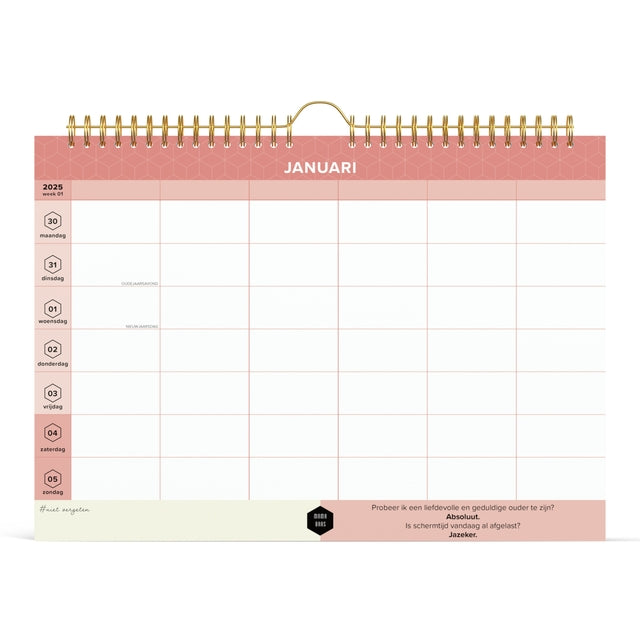Familiekalender 2025 Lannoo, 7 dagen per pagina, 310x220 mm - 2