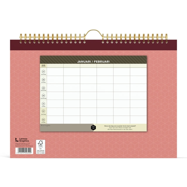 Familiekalender 2025 Lannoo, 7 dagen per pagina, 310x220 mm - 3