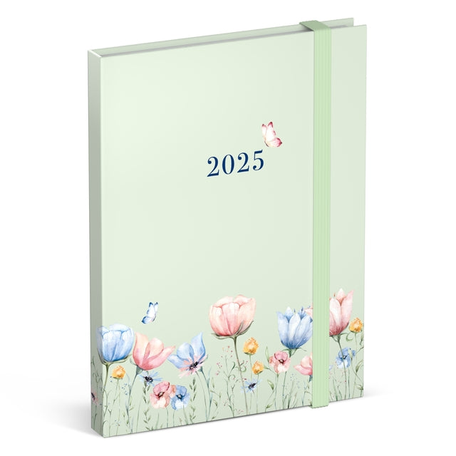 Lannoo Flowers Watercolour Green Agenda 2025 7 dagen/2 pagina's