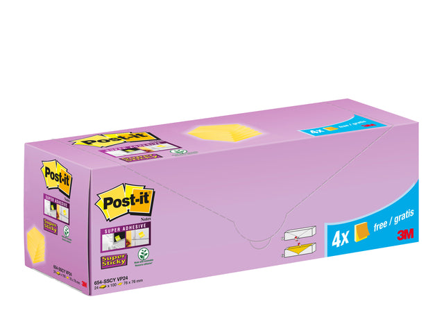 Post-it memoblok 76x76mm, geel, 90 vellen - 2