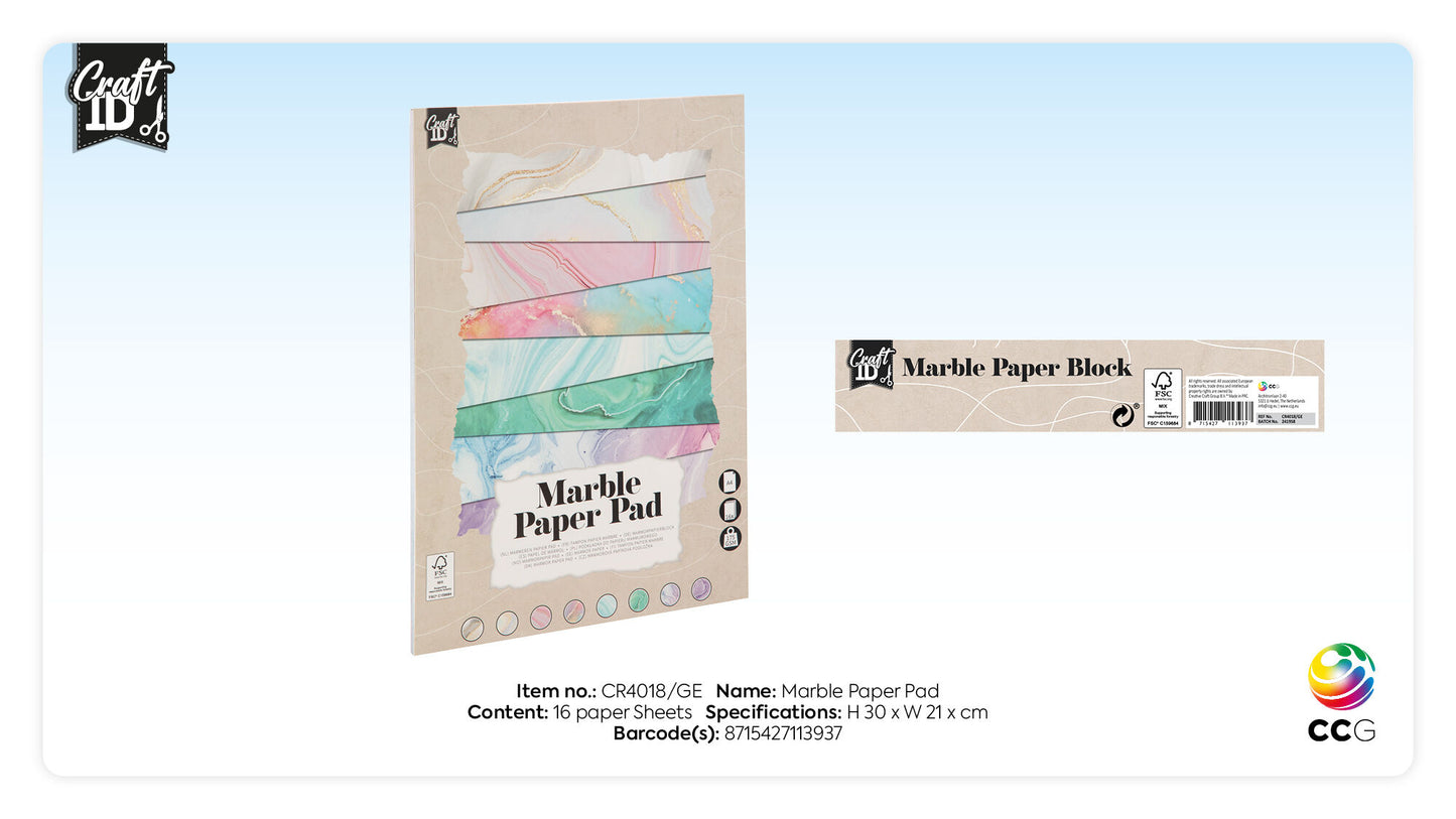Hobbykarton CraftID A4 marmer 175 g/m², 16 vellen - 4