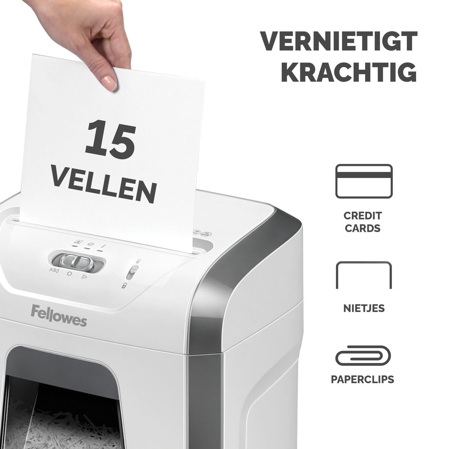 Fellowes 15C Papiervernietiger 4x40mm, 15 vel capaciteit - 2