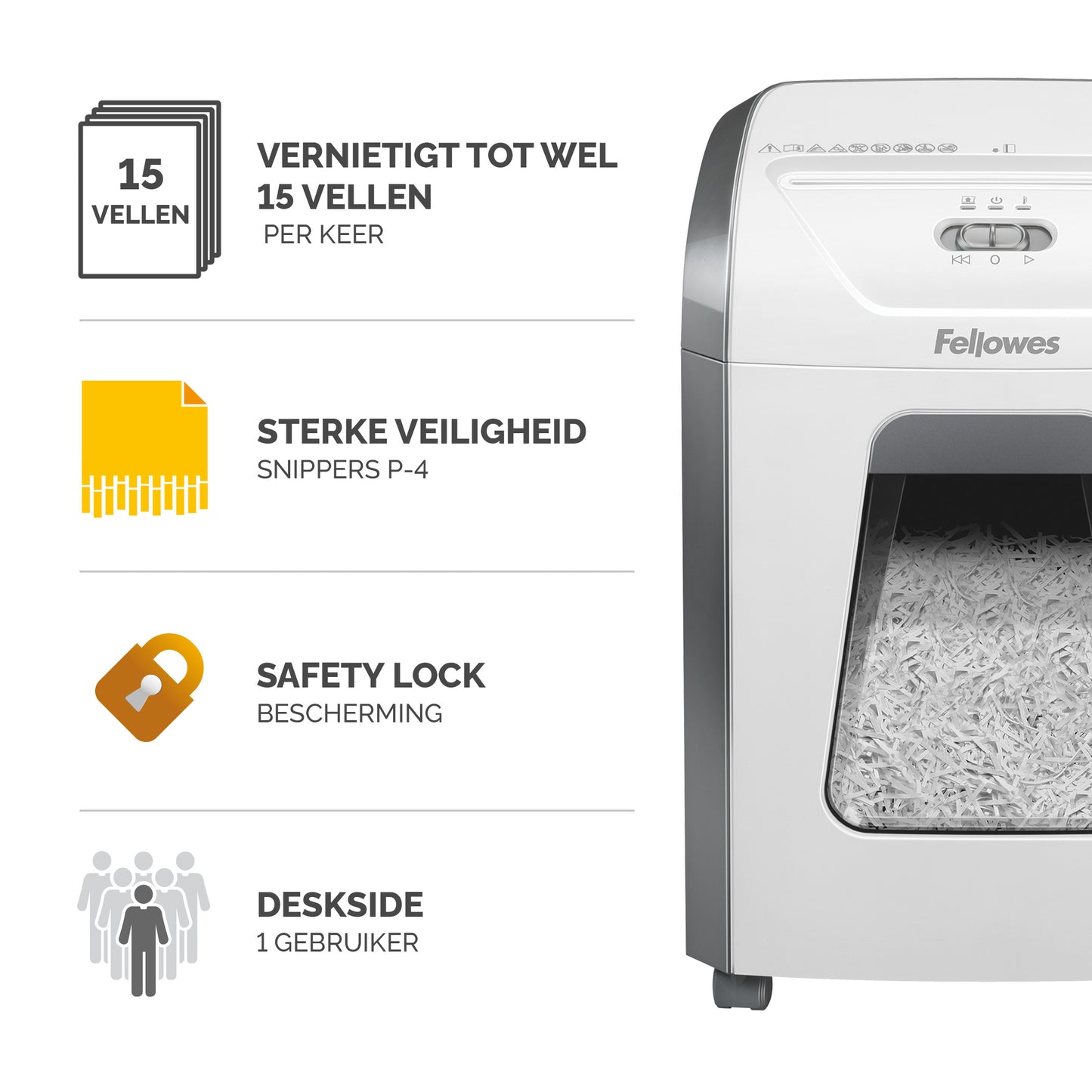 Fellowes 15C Papiervernietiger 4x40mm, 15 vel capaciteit - 4