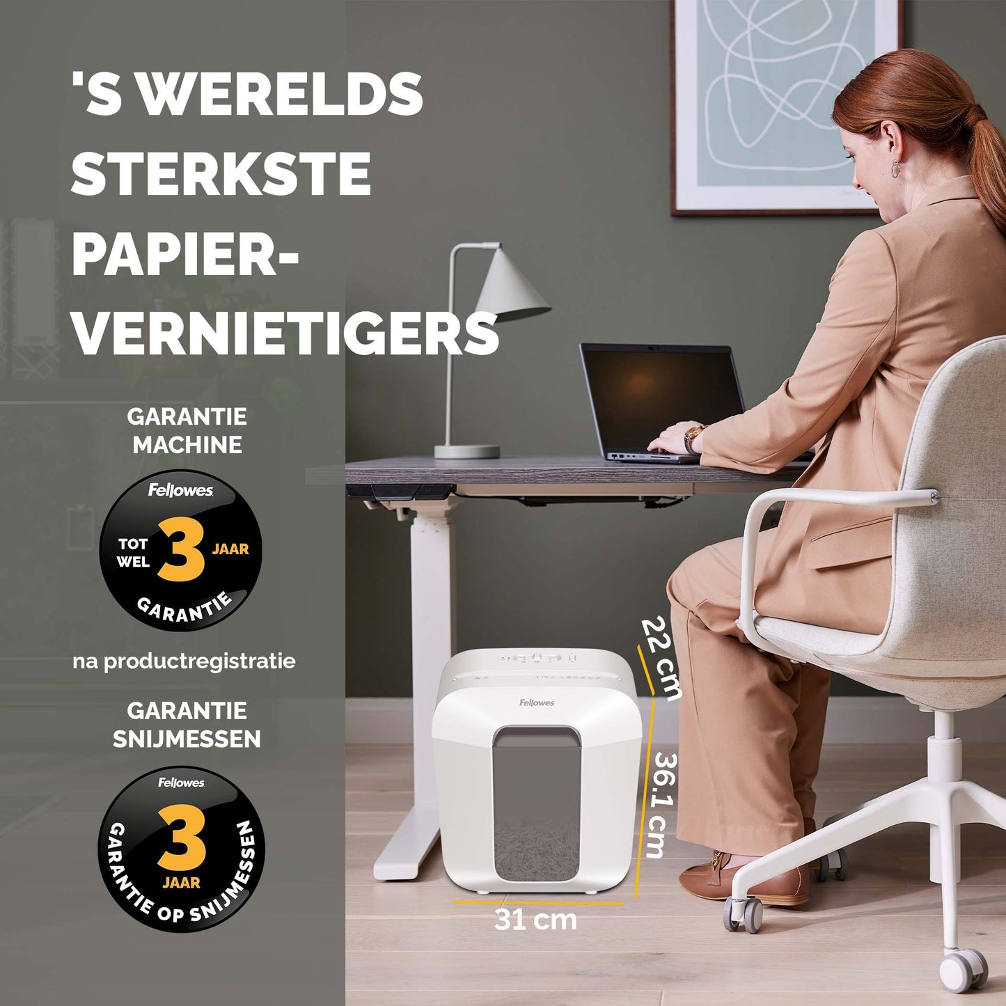 Fellowes LX25 papiervernietiger 4x37mm cross-cut, wit - 7