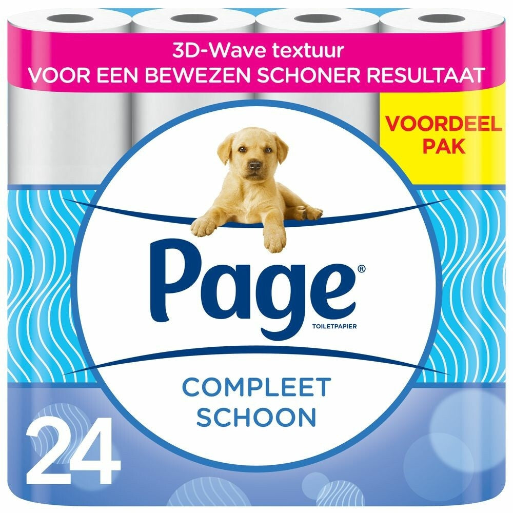Page Compleet Schoon Vochtig 2-laags Toiletpapier, 140 vel, 24 rollen