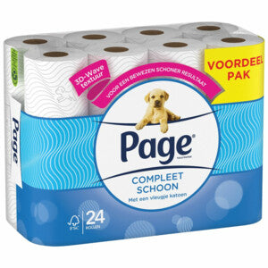 Page Compleet Schoon Vochtig 2-laags Toiletpapier, 140 vel, 24 rollen - 2