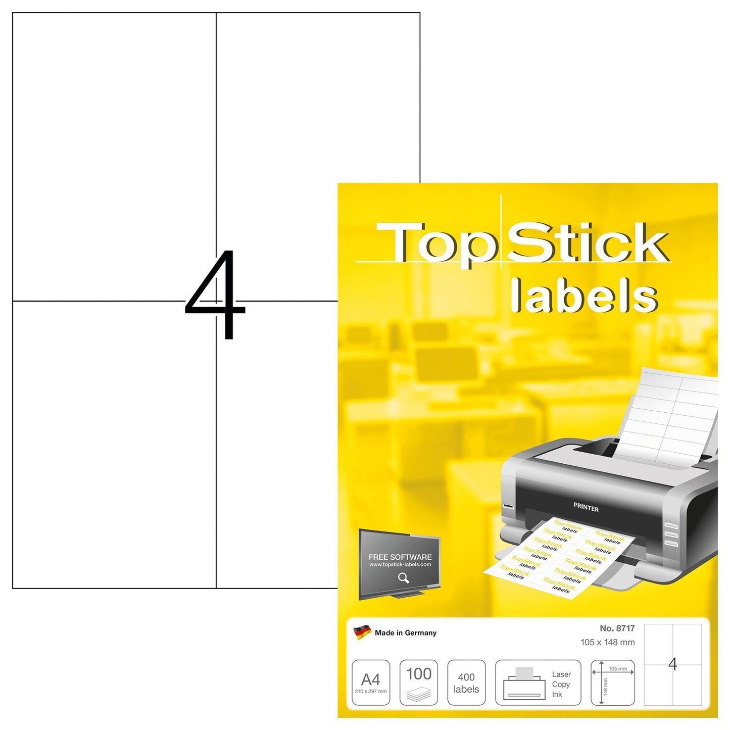 105x148mm Zelfklevende Labels, 400 Stuks