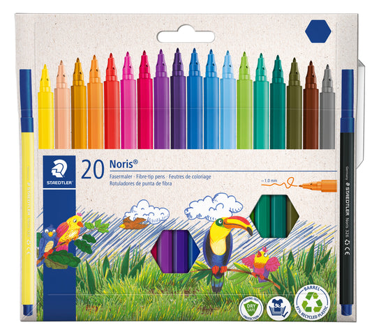 Noris Kleurstift 20 kleuren in kartonnen etui, waterbasis