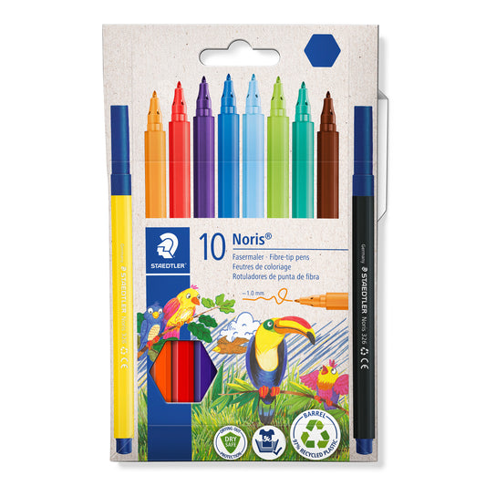 Noris Kleurstift 10 kleuren in kartonnen etui, waterbasis