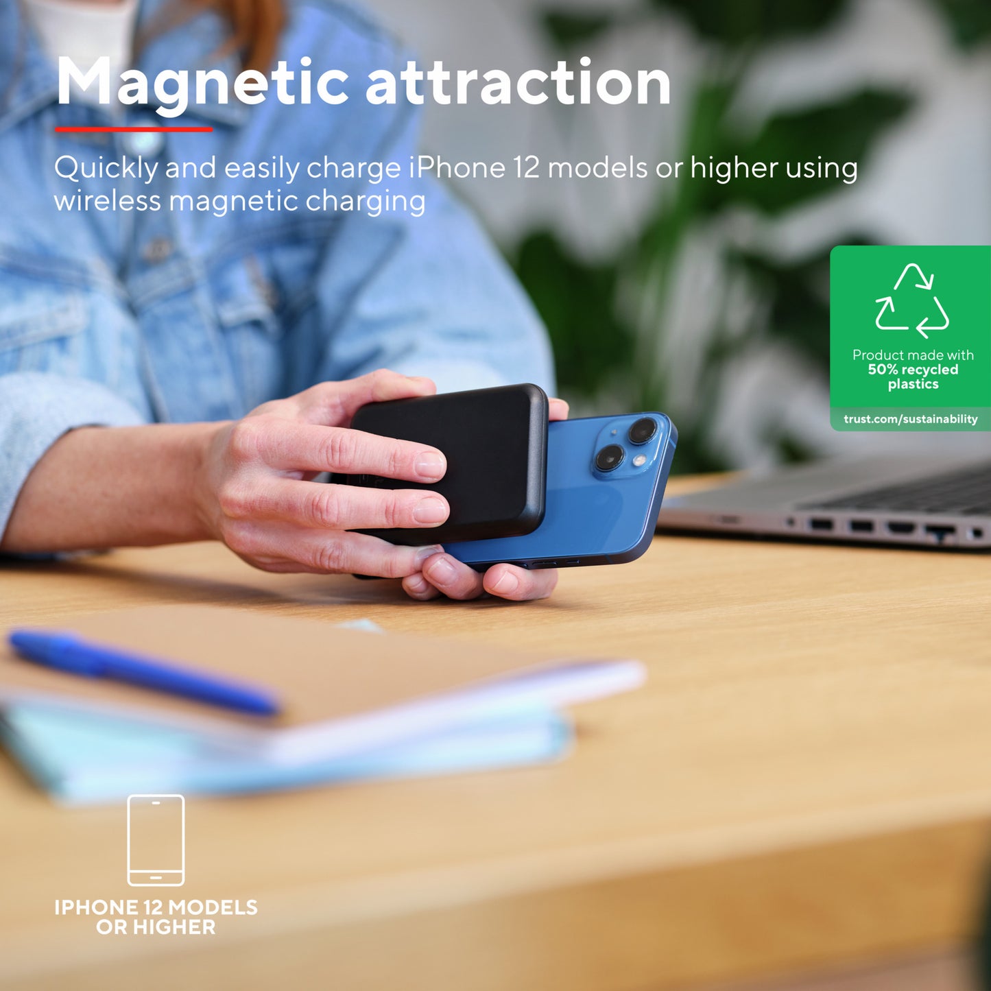 Trust Magnetic draadloze powerbank 5000mAh zwart, inclusief USB-C kabel - 5