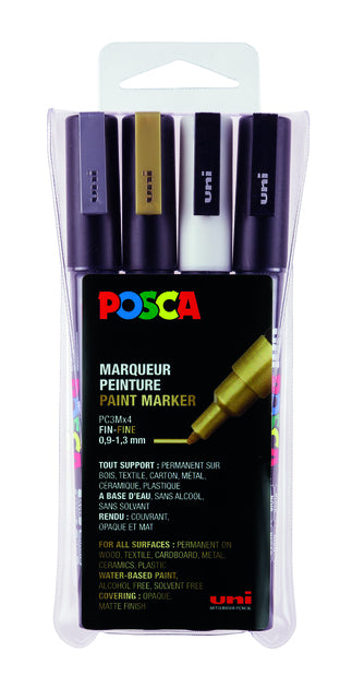 Posca Viltstift PC3M F 4st Assorti