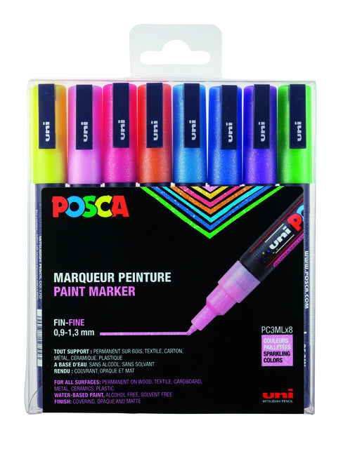 Posca PC3M F Glitter Pastel Kleuren