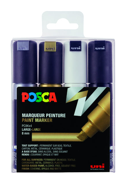 Posca PC8K B Schuin 4-Delige Assortiment Verfstiften