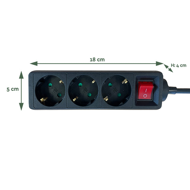 Stekkerdoos BRASQ 3-voudig met 3m kabel zwart - 2