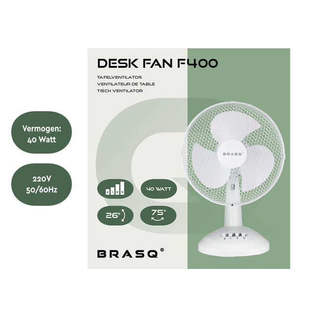 Tafelventilator BrasQ F400 met 30cm diameter wit - 7