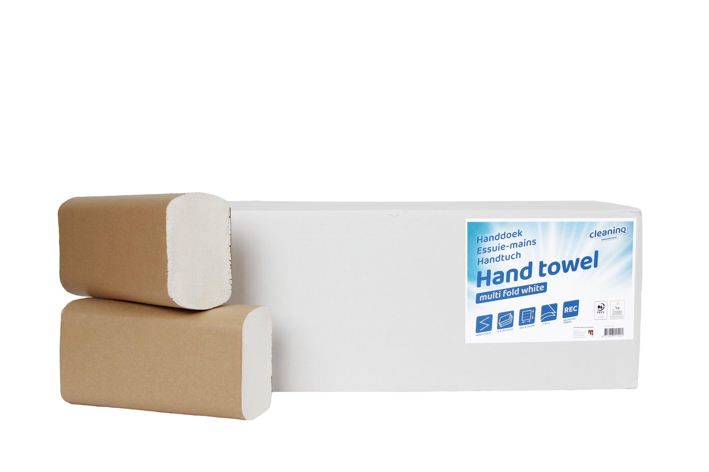 Handdoek Cleaninq I-vouw 2-laags 24x20.5cm wit 25 x 150 stuks