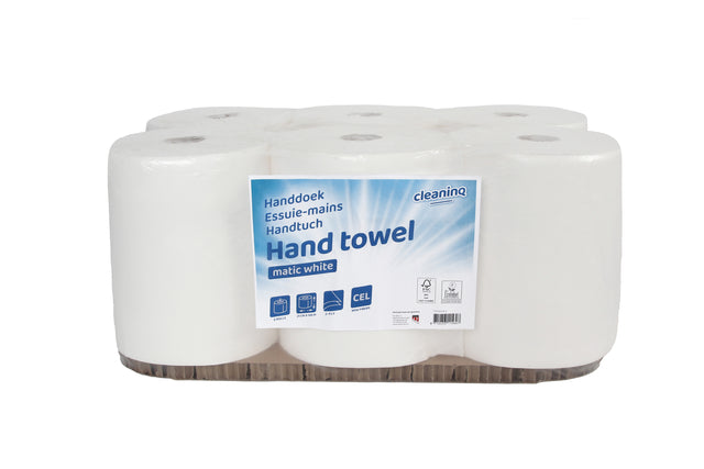 Handdoekrol Cleaninq Matic B 2-laags 21cmx150m wit 6 rollen