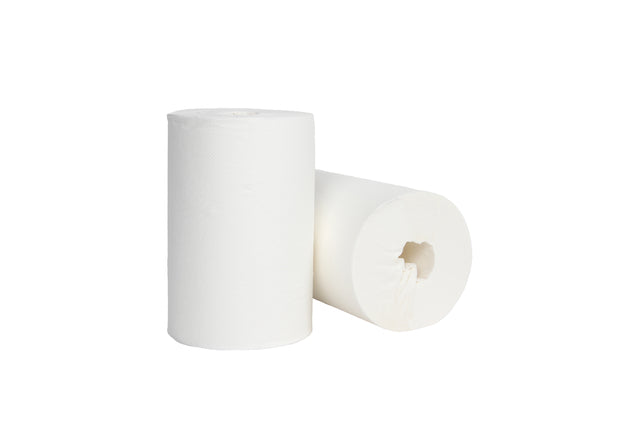 Cleaninq mini poetsrol, 1-laags, 20cm x 120m, wit, 12 stuks - 2