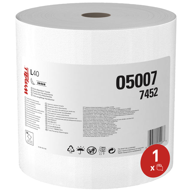 WypAll L40 PowerClean poetsrol 1-laags 315mmx232m voor facilitaire reiniging