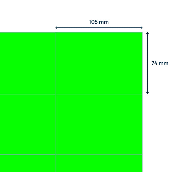 Rillprint Fluorgroen 105x74mm Etiketten, 800st - 2