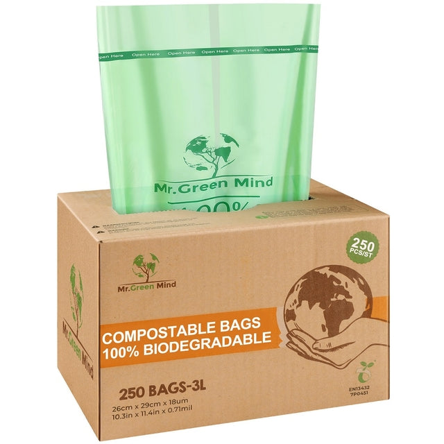 Afvalzak bio Mr.Green Mind 26x29cm 2-3L dispenser