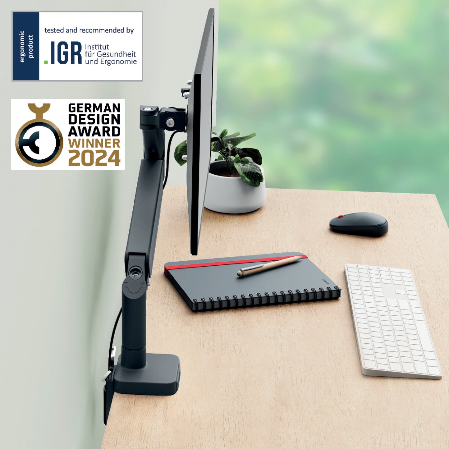 Leitz Ergo Enkelvoudige Monitorarm voor 17-32 inch schermen - 8