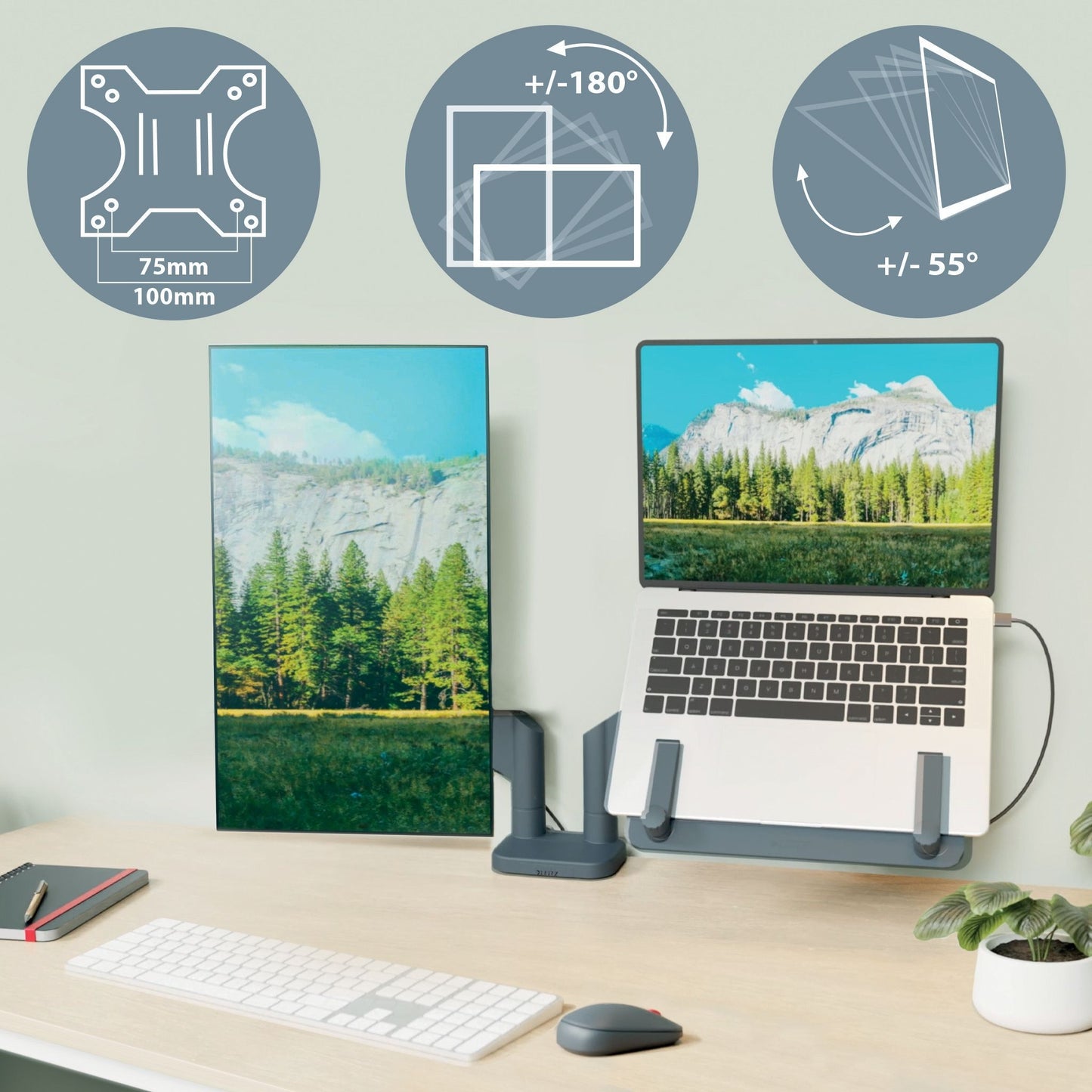 Dubbele Monitor- en Laptoparm Leitz Ergo voor ergonomisch werken - 5