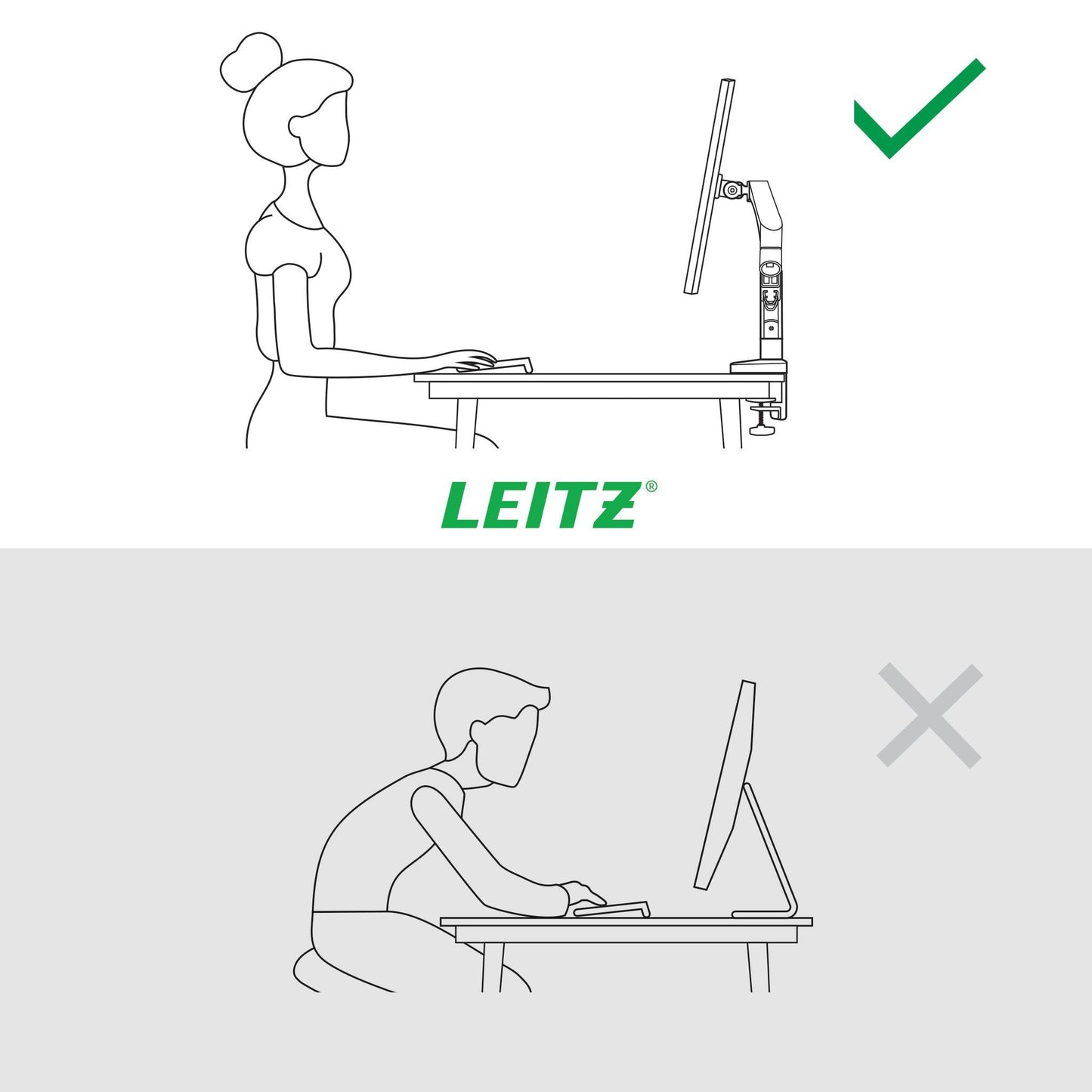 Ruimtebesparende dubbele monitorarm Leitz Ergo voor 17-32 inch schermen - 3