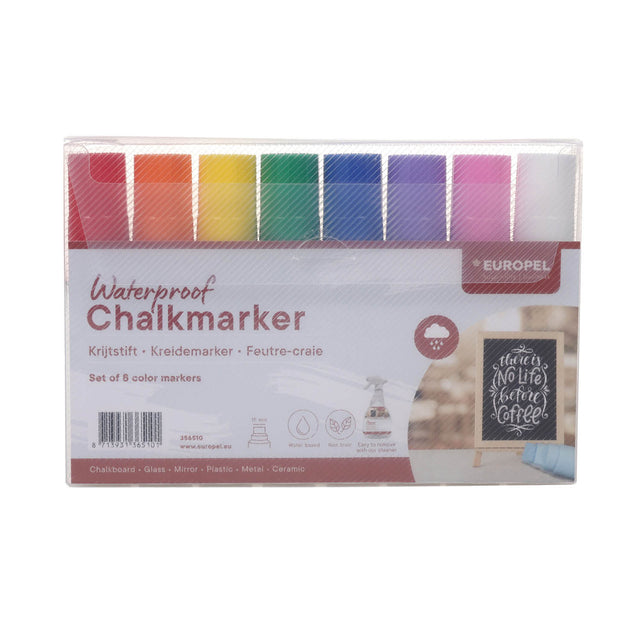 Krijtstift Europel watervast 15mm assortiment 8 kleuren - 2