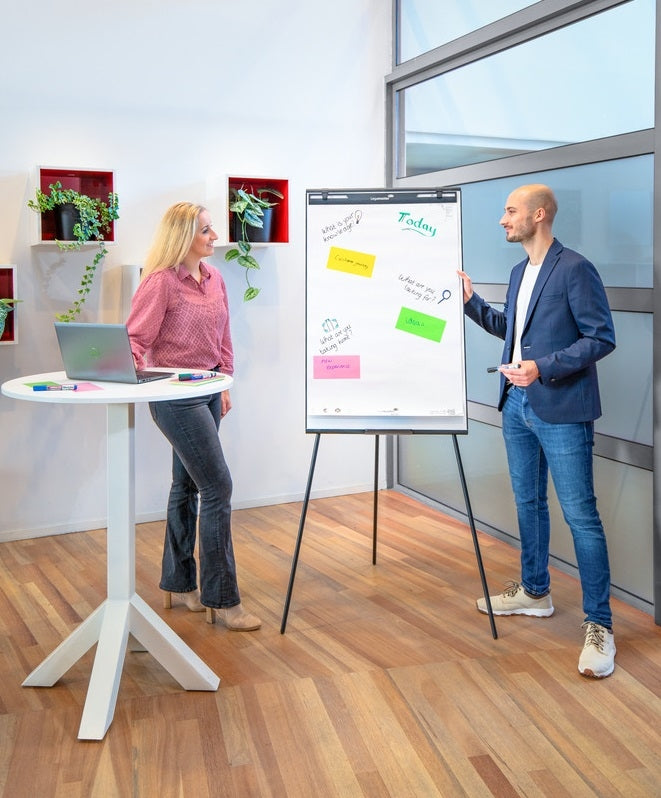 Mobiele flipover met driepoot en magnetisch whiteboardoppervlak - 5