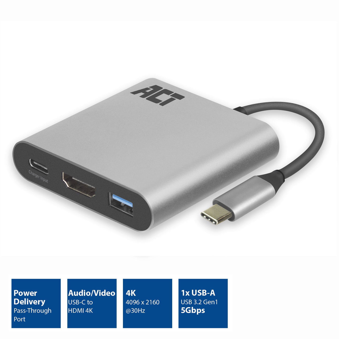 USB-C naar HDMI adapter met 4K ondersteuning en 60W PD pass-through - 2