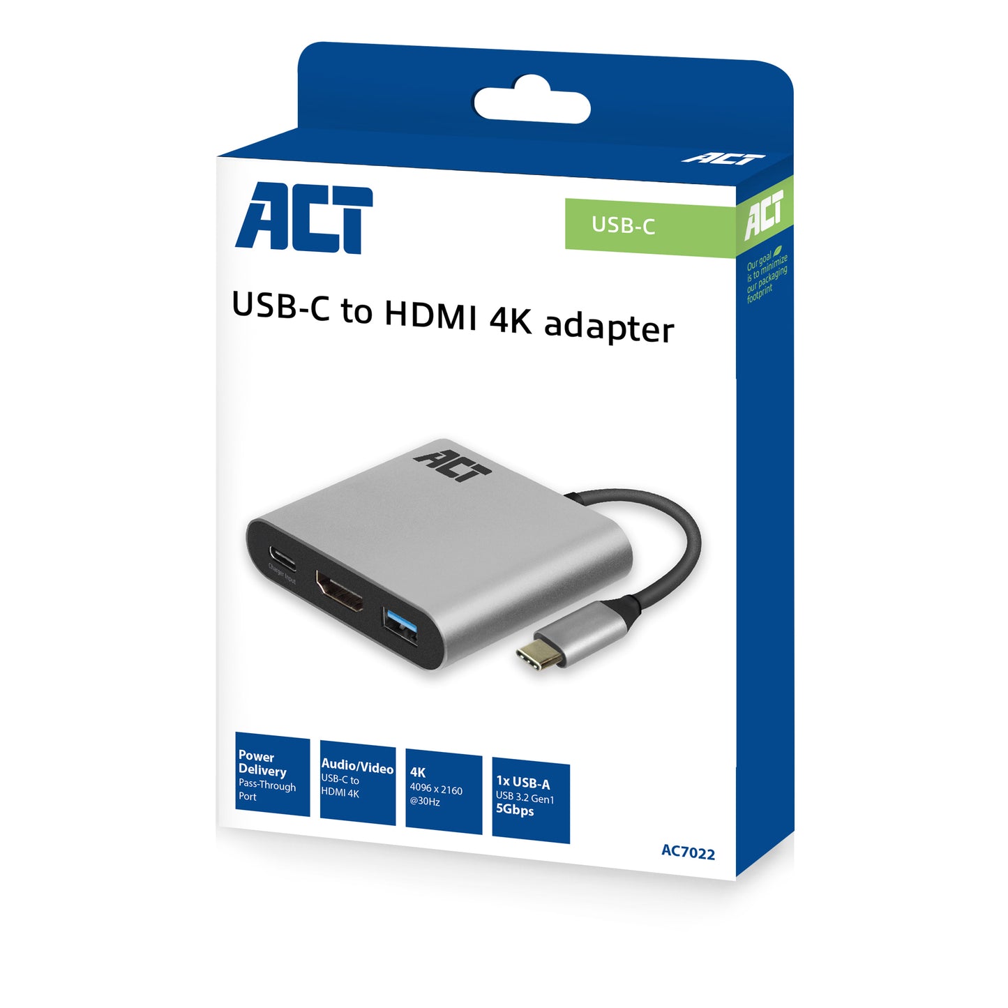 USB-C naar HDMI adapter met 4K ondersteuning en 60W PD pass-through - 5