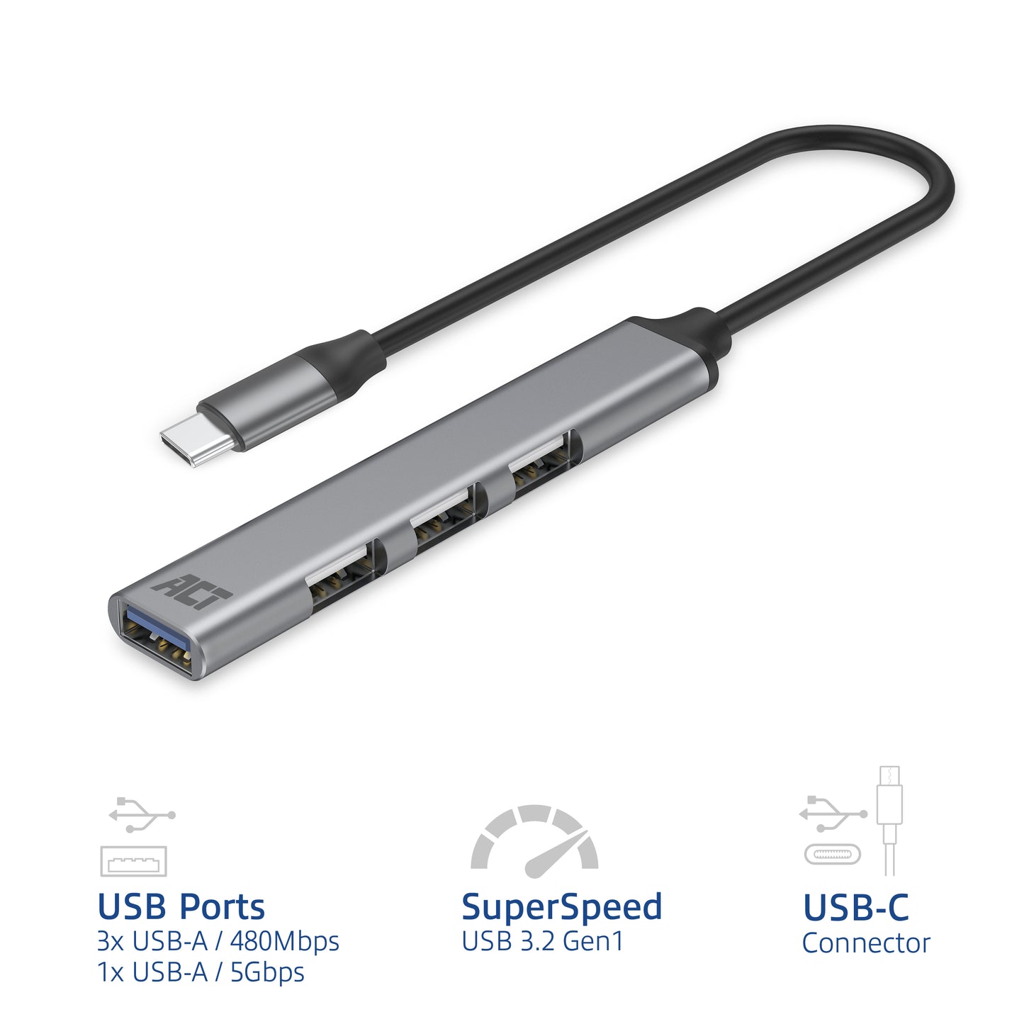 USB-C hub met 3 USB-A 2.0 en 1 USB-A 3.2 Gen1 poort - 2