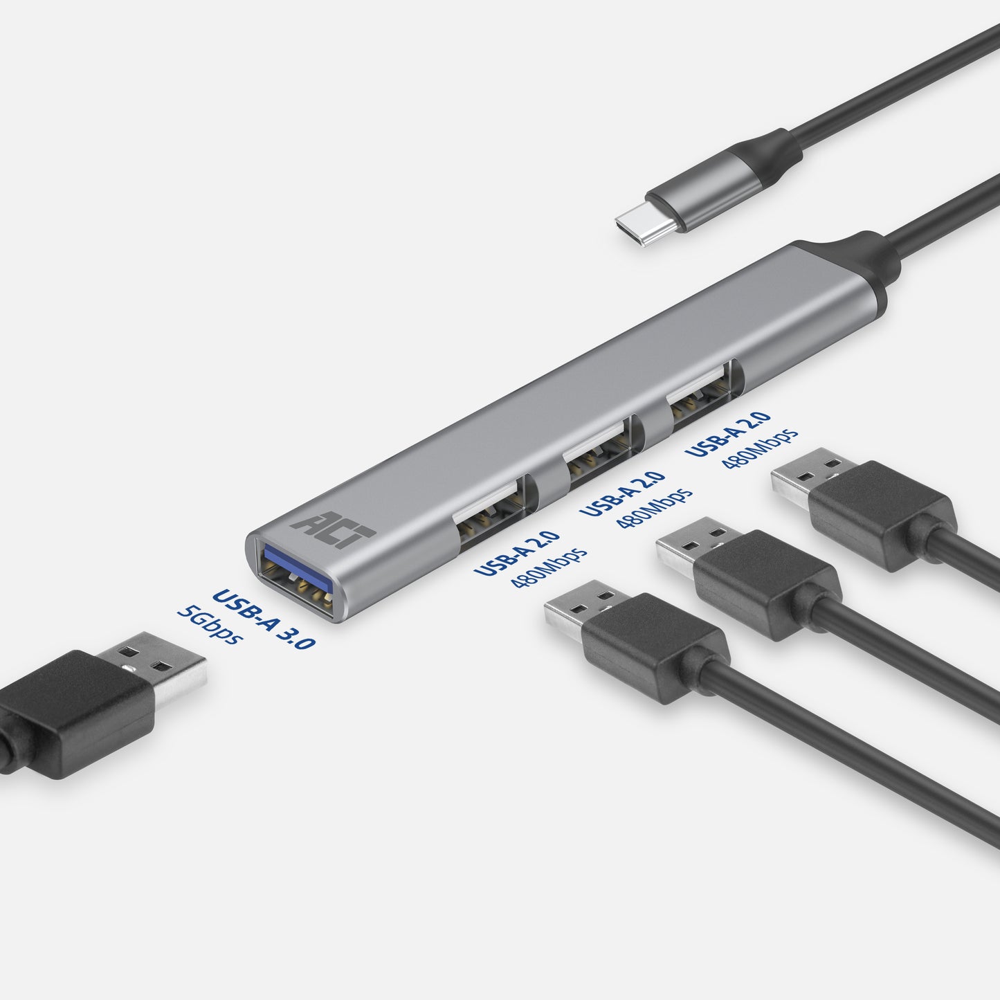USB-C hub met 3 USB-A 2.0 en 1 USB-A 3.2 Gen1 poort - 4