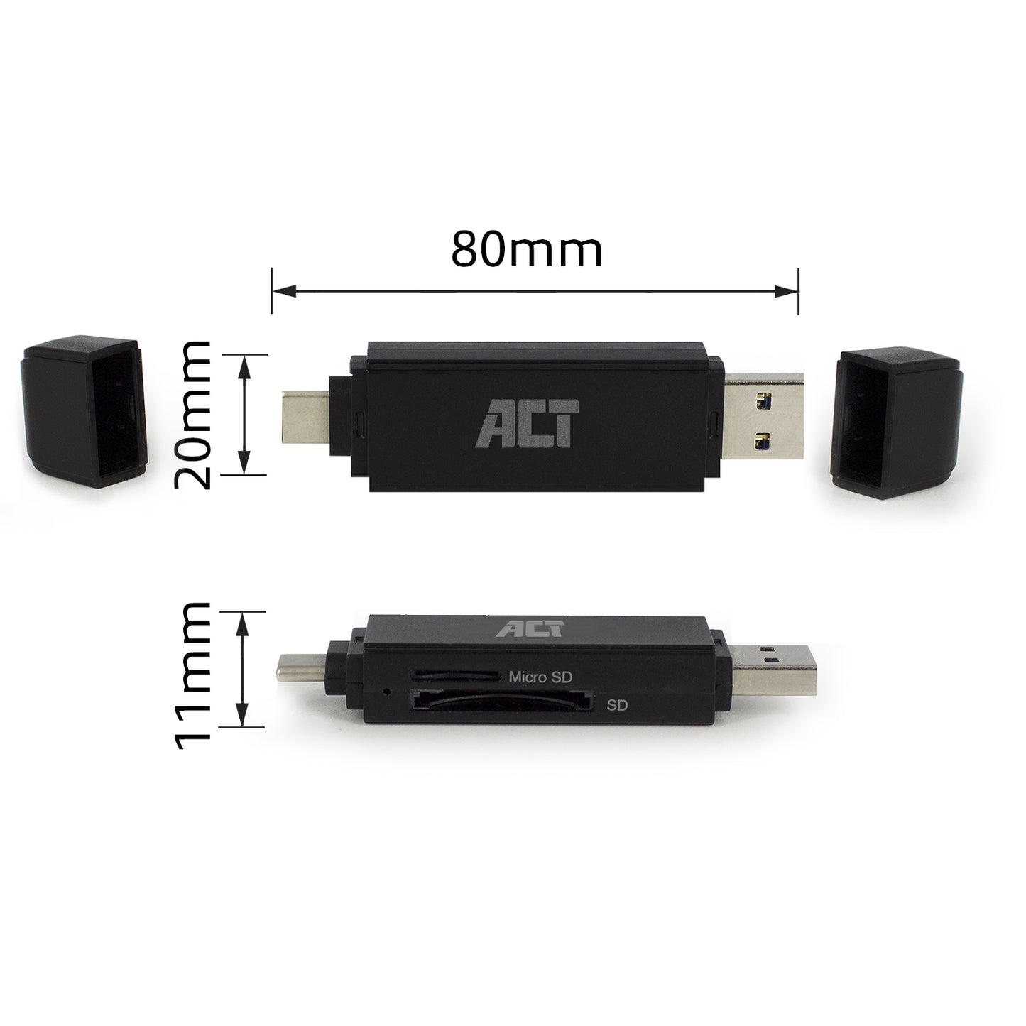 USB-C/USB-A 3.0 Kaartlezer met SD en Micro SD ondersteuning - 5