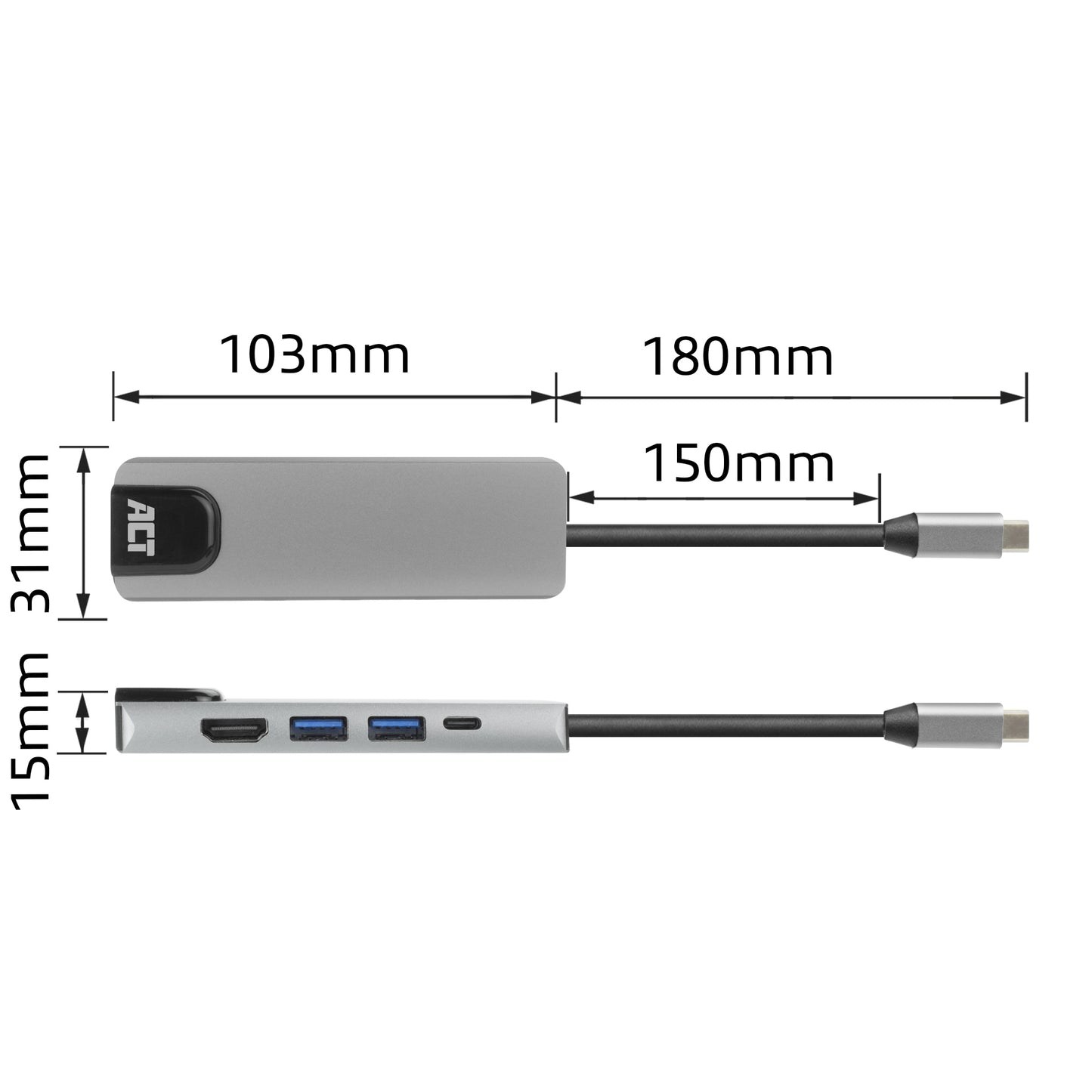 USB-C Docking Station voor 1 HDMI-monitor, Ethernet en USB-A - 6