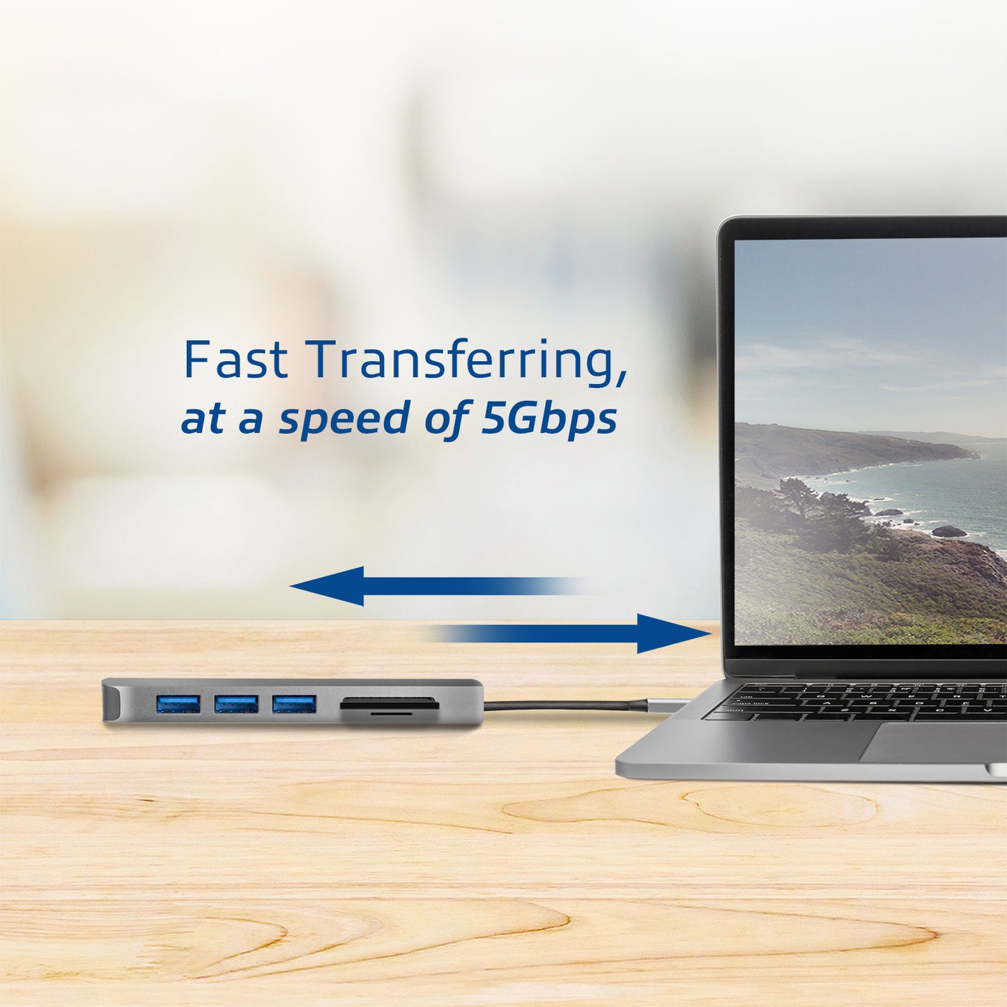 USB-C Hub 3.0 met 3 USB-A Poorten en Micro SD/SD Kaartlezer - 3
