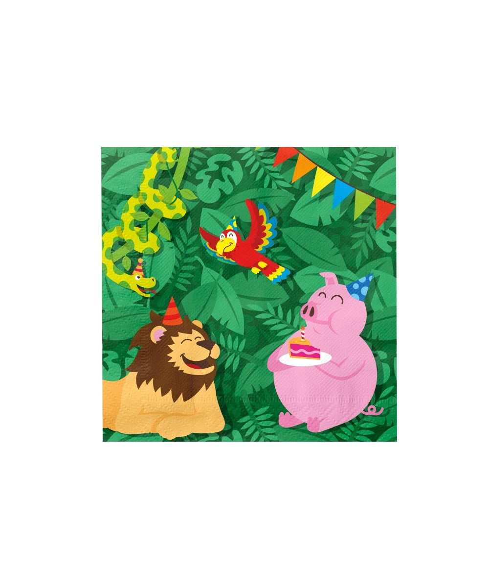 Jungle feestthemed napkins, 16 stuks