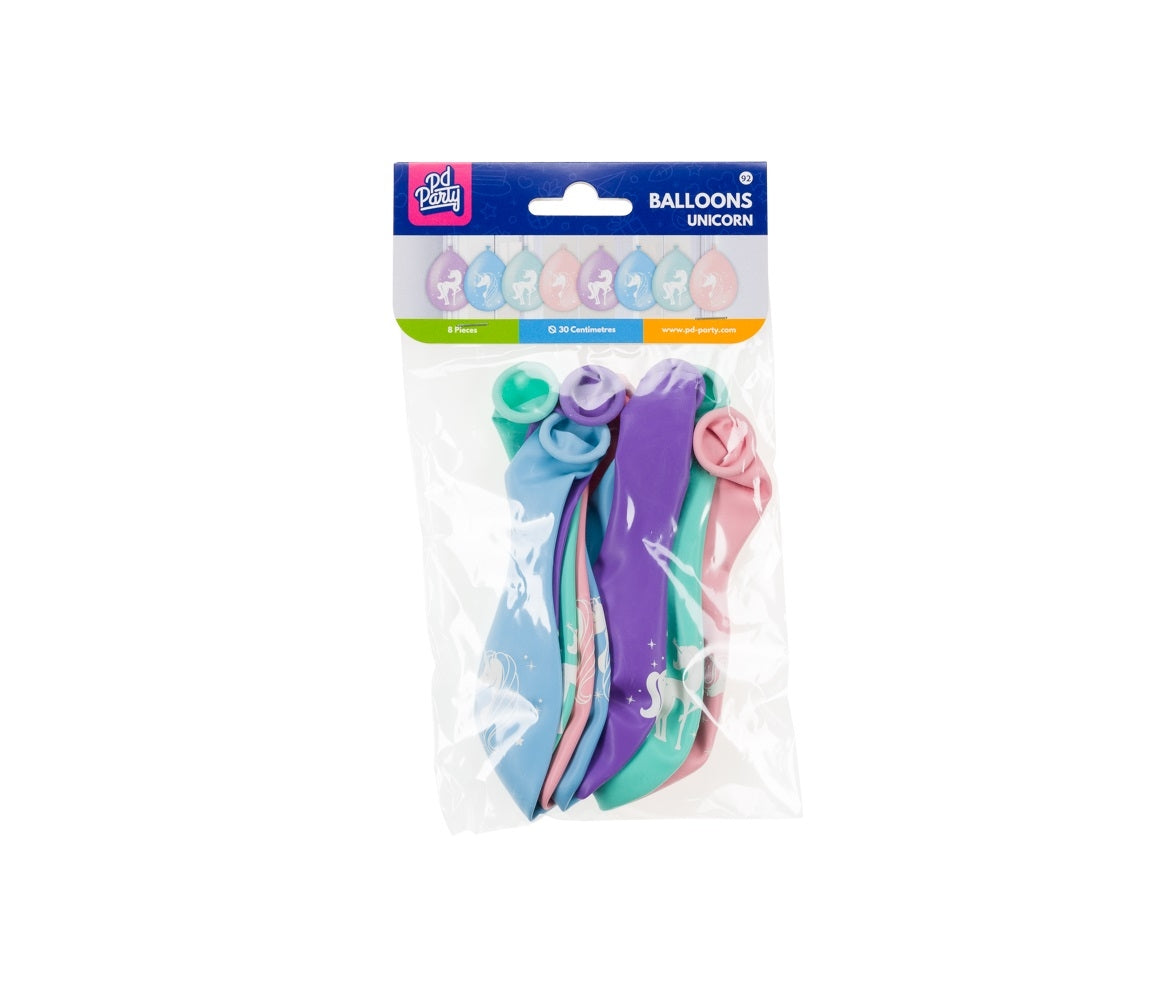 Pastel unicorn ballonnen 30 cm, set van 8 - 2
