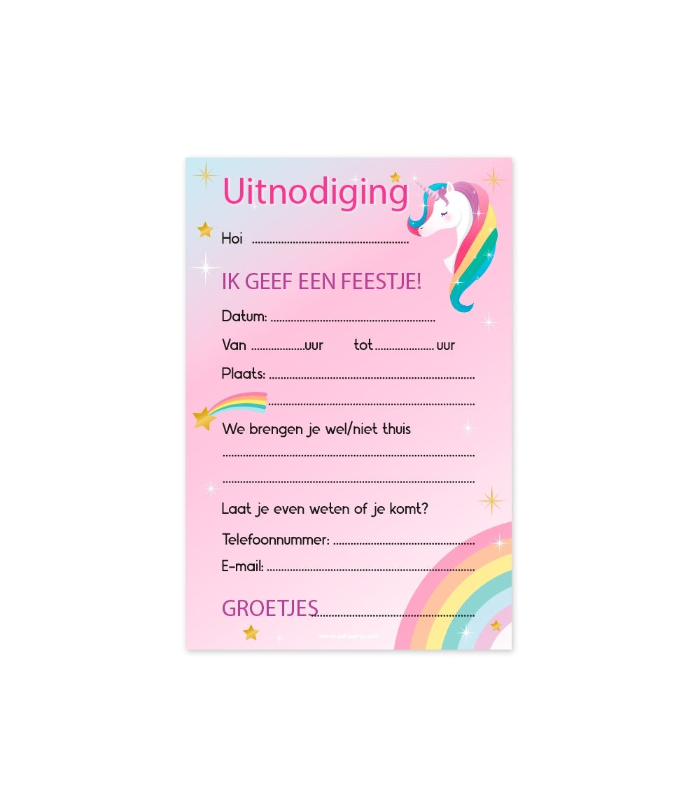 Unicorn Uitnodigingskaarten voor Feestjes - 2