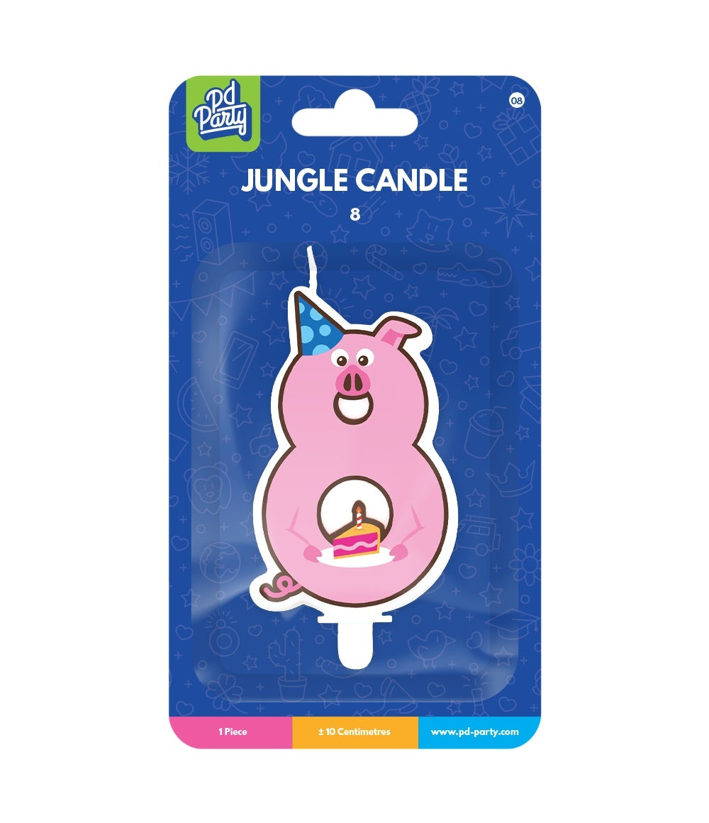 Jungle kaarsje Pig voor feesttaarten - 2