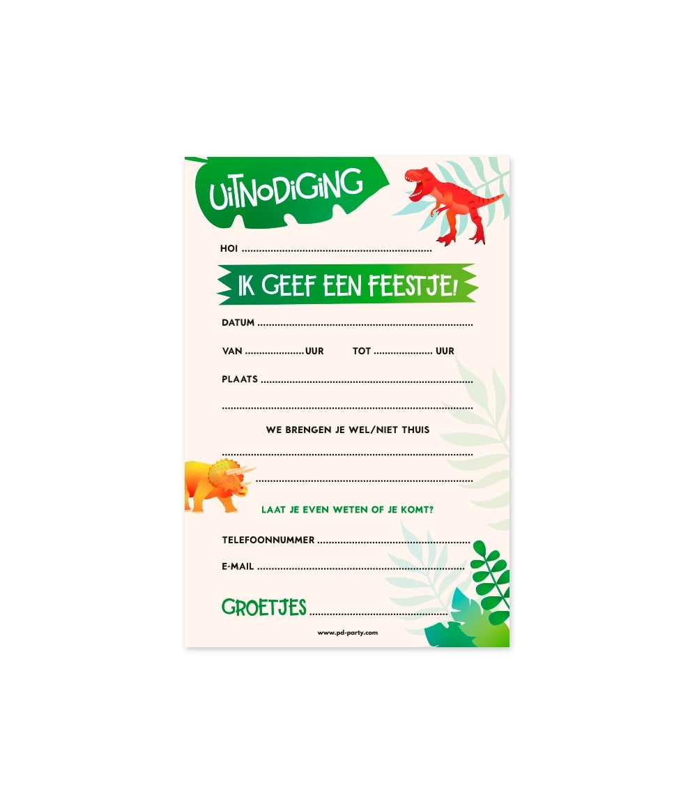 Dino Uitnodigingskaarten voor Feestjes - 2