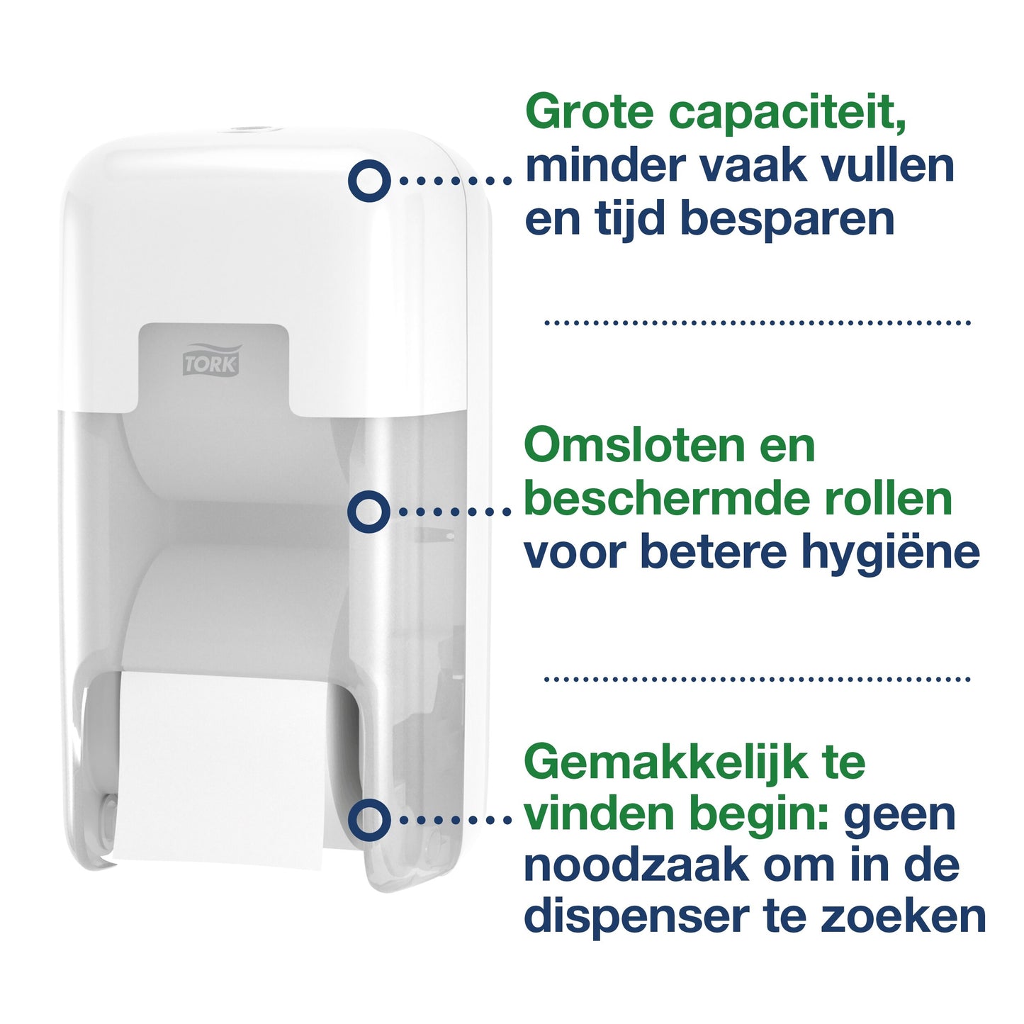 Toiletpapierdispenser Tork T7 verticaal duo wit - 2