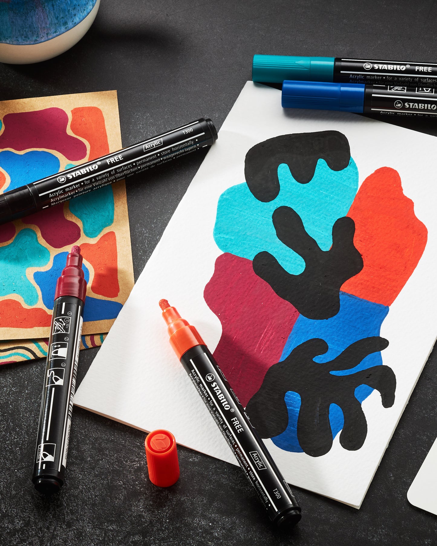 Acrylmarker STABILO Free Acrylic Mixed Tip Zwart Set van 3 - 7